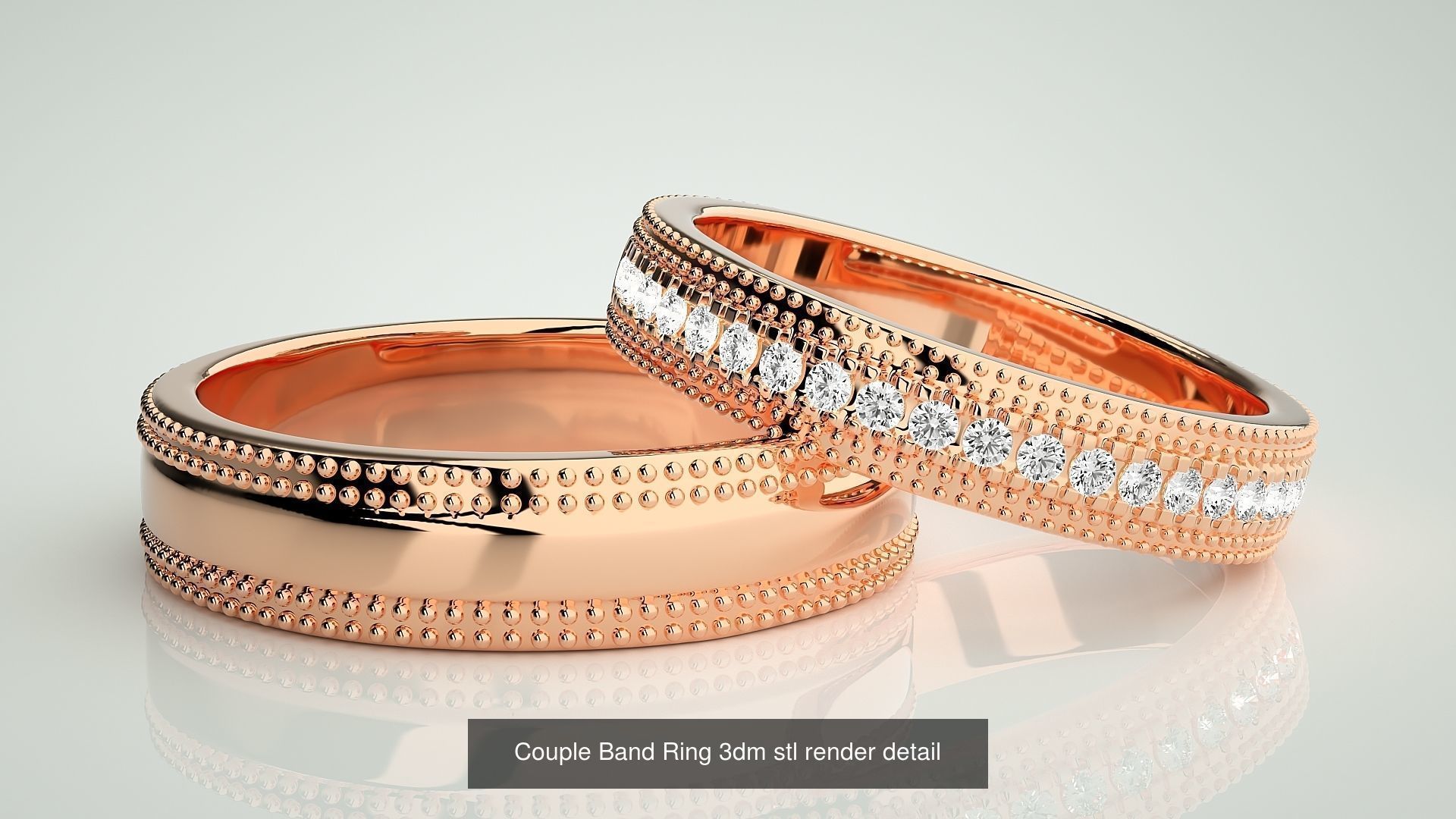 156  Couple Band Ring 3dm stl render detail Part-3 3D Model Collection_93