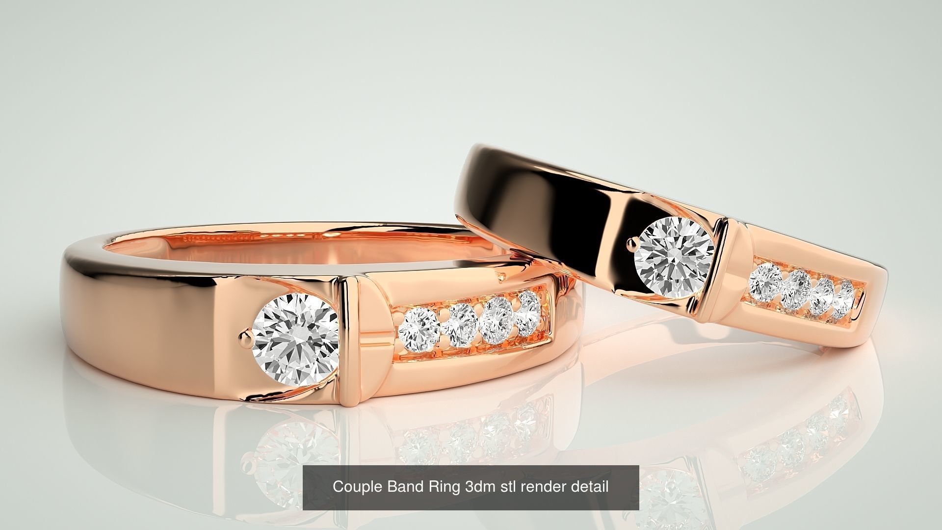 156  Couple Band Ring 3dm stl render detail Part-3 3D Model Collection_80