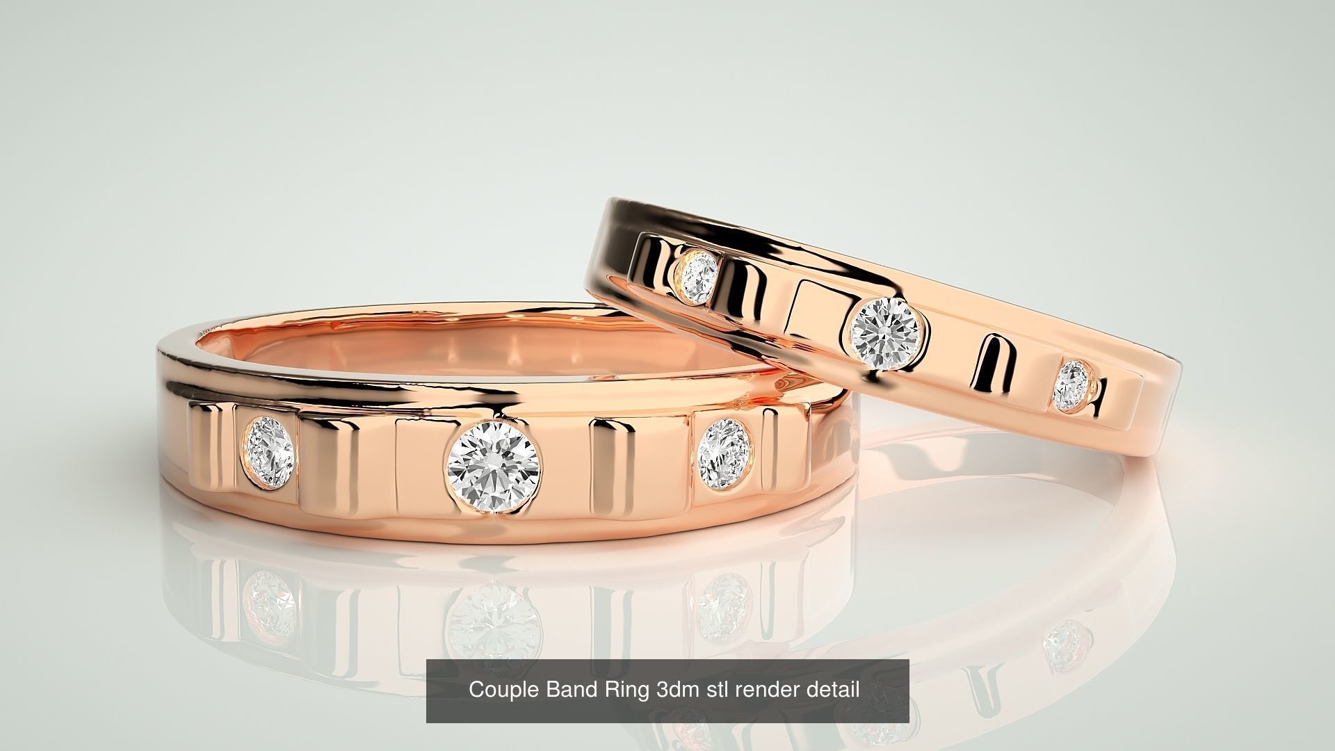 156  Couple Band Ring 3dm stl render detail Part-3 3D Model Collection_31