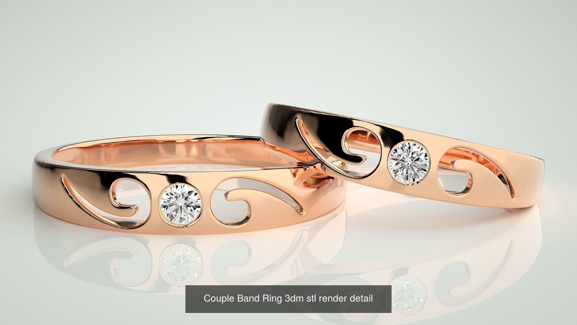 156  Couple Band Ring 3dm stl render detail Part-3 3D Model Collection_68