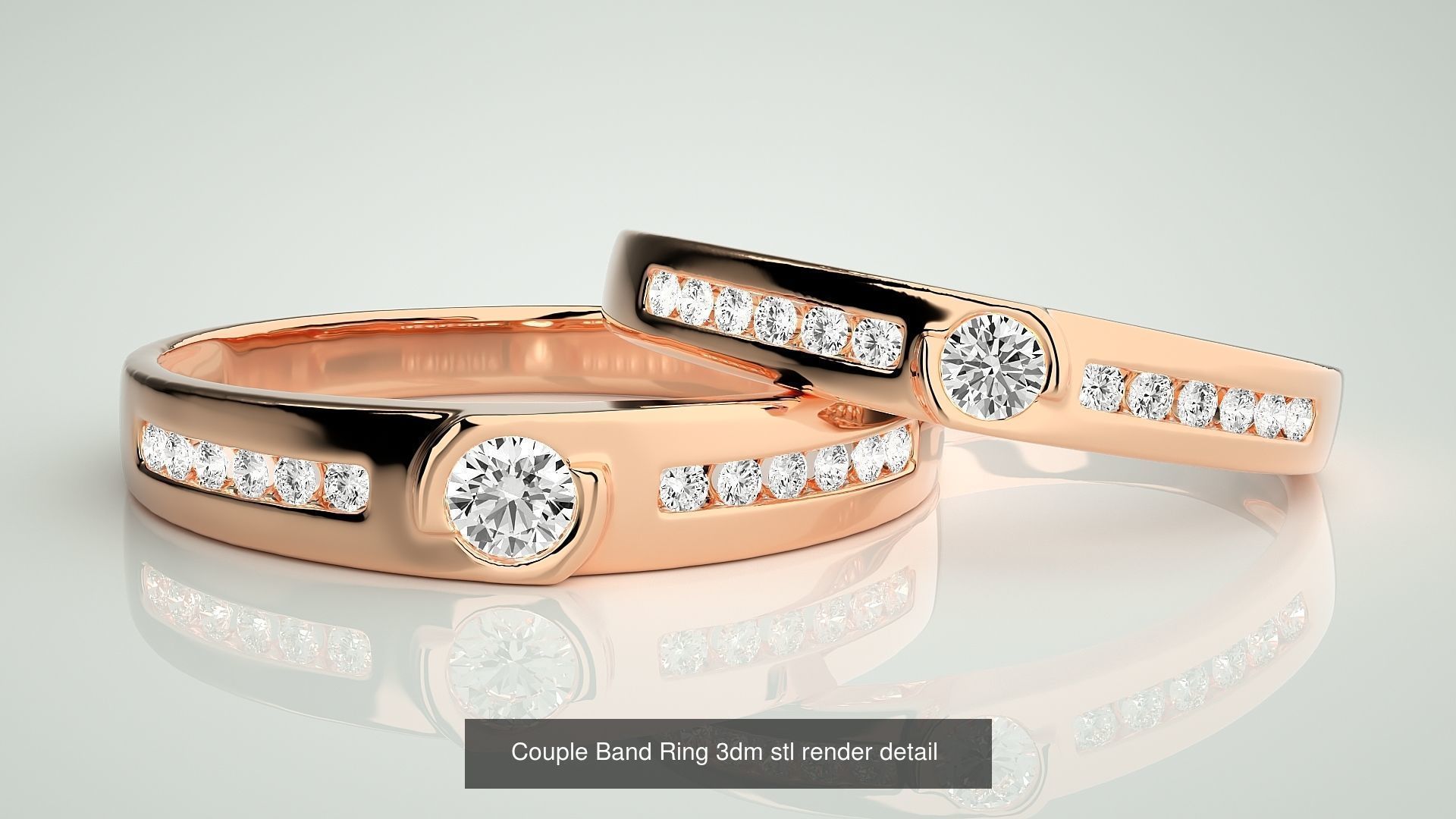 156  Couple Band Ring 3dm stl render detail Part-3 3D Model Collection_128