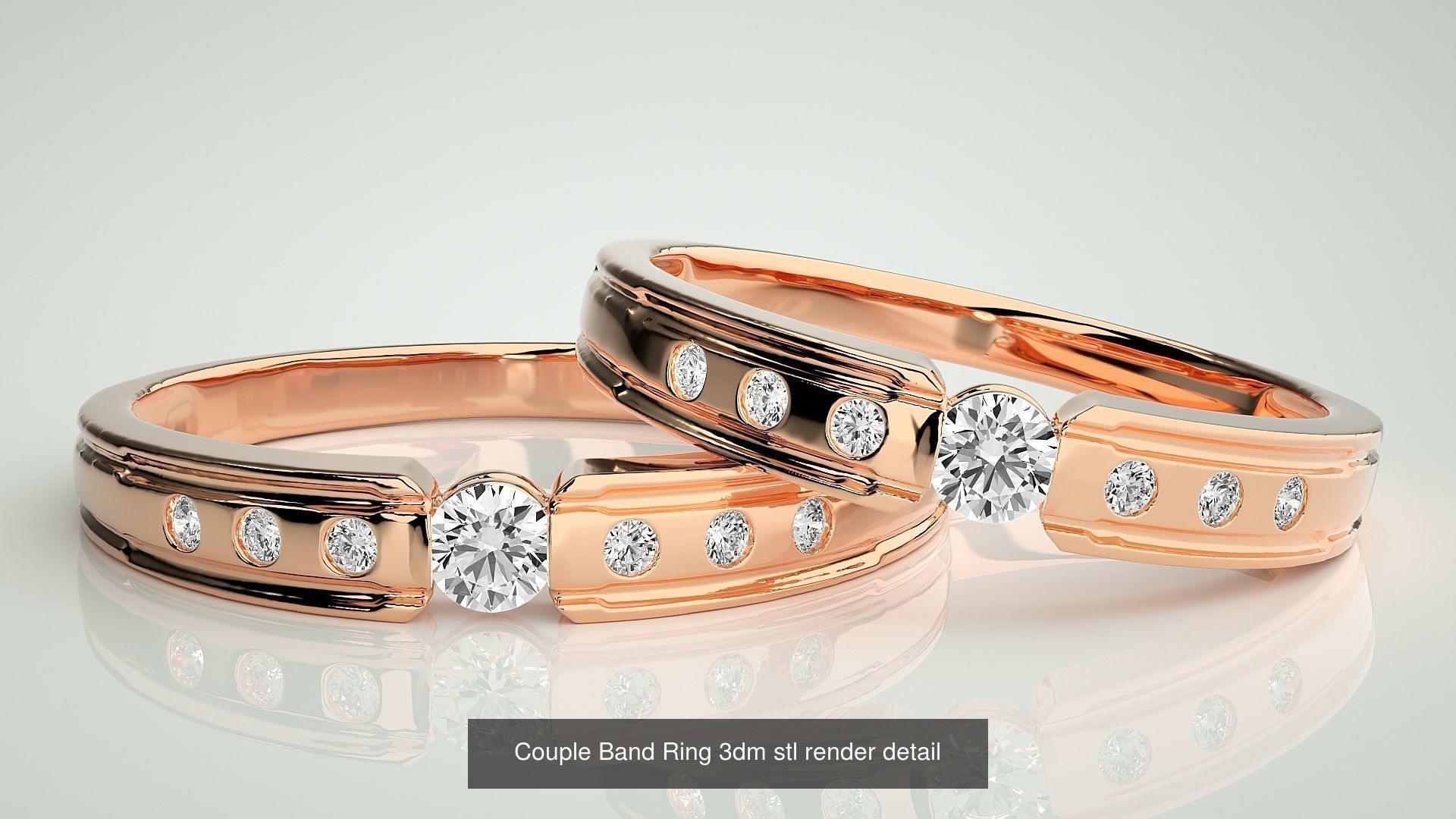 156  Couple Band Ring 3dm stl render detail Part-3 3D Model Collection_60