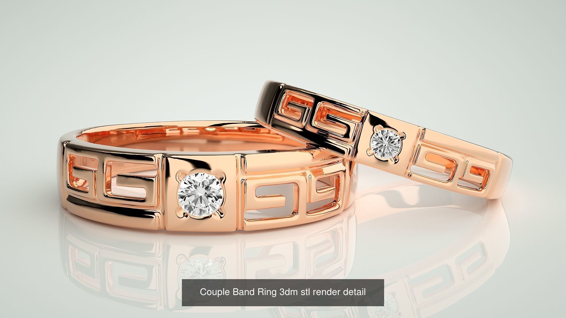 156  Couple Band Ring 3dm stl render detail Part-3 3D Model Collection_58