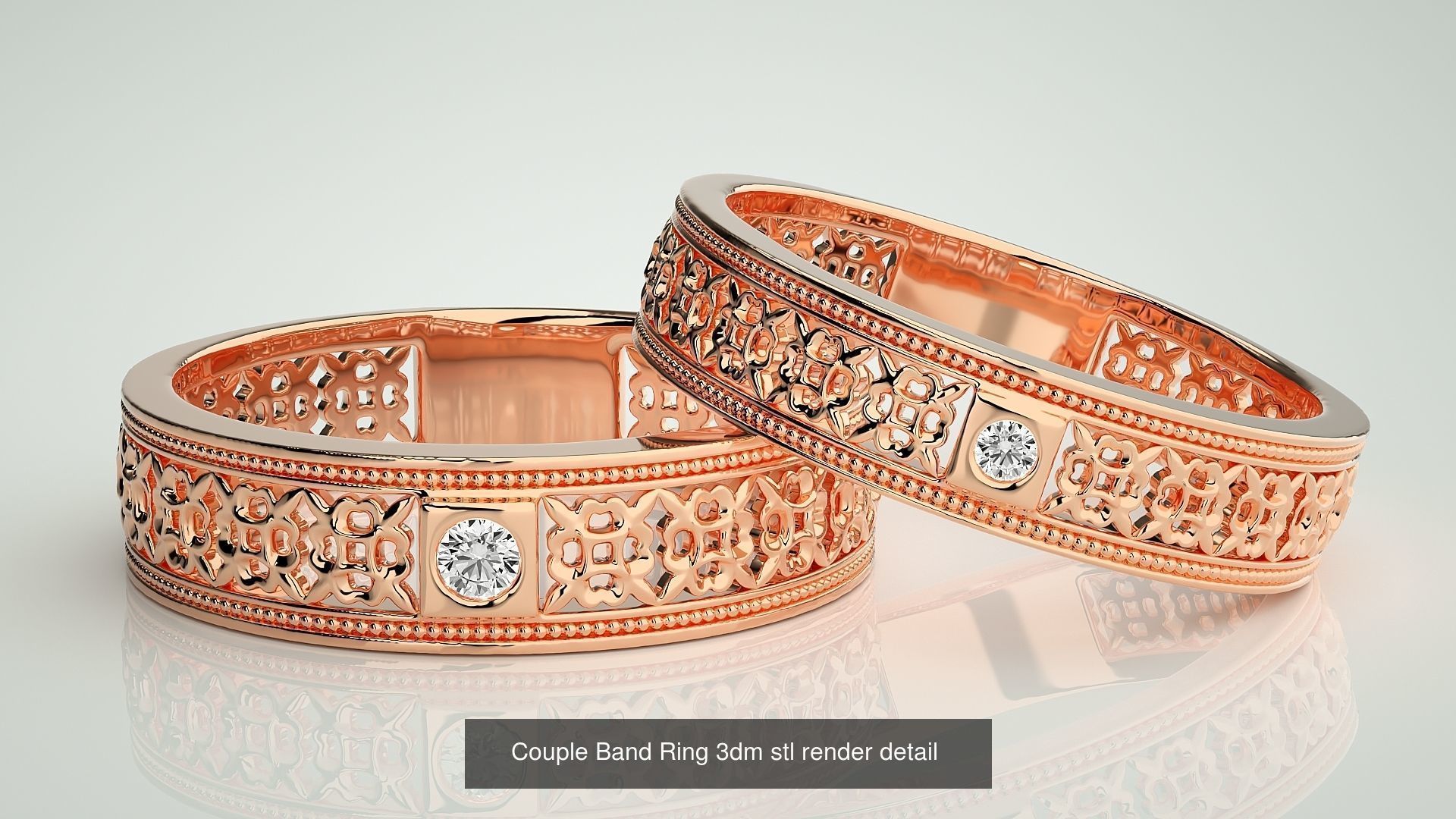 156  Couple Band Ring 3dm stl render detail Part-3 3D Model Collection_48