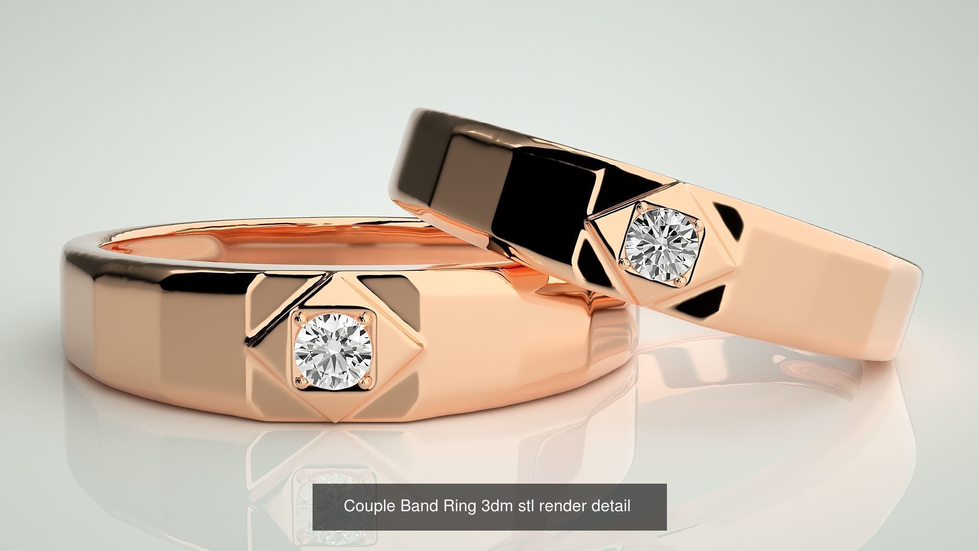 156  Couple Band Ring 3dm stl render detail Part-3 3D Model Collection_17