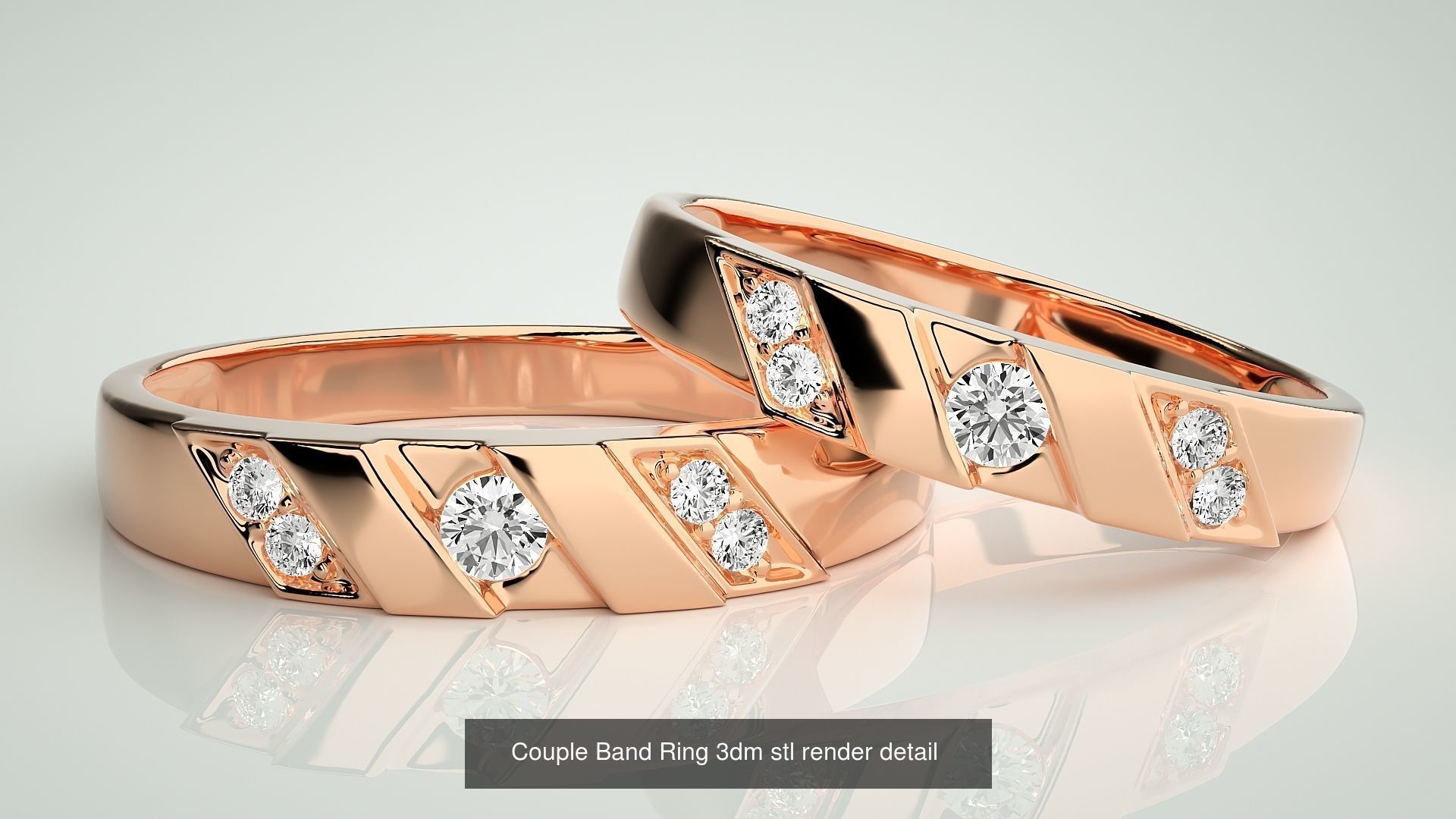 156  Couple Band Ring 3dm stl render detail Part-3 3D Model Collection_135