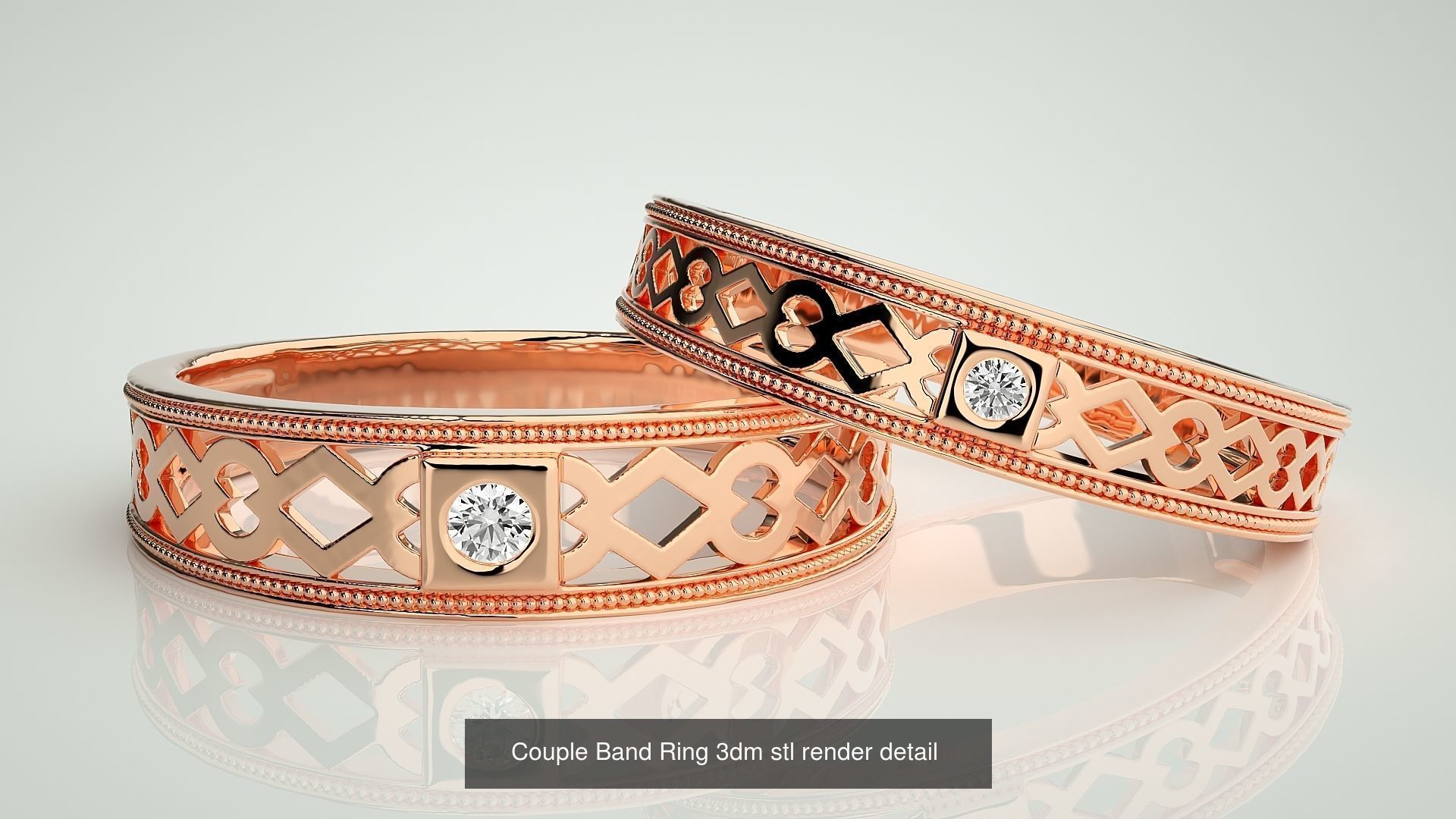 156  Couple Band Ring 3dm stl render detail Part-3 3D Model Collection_23