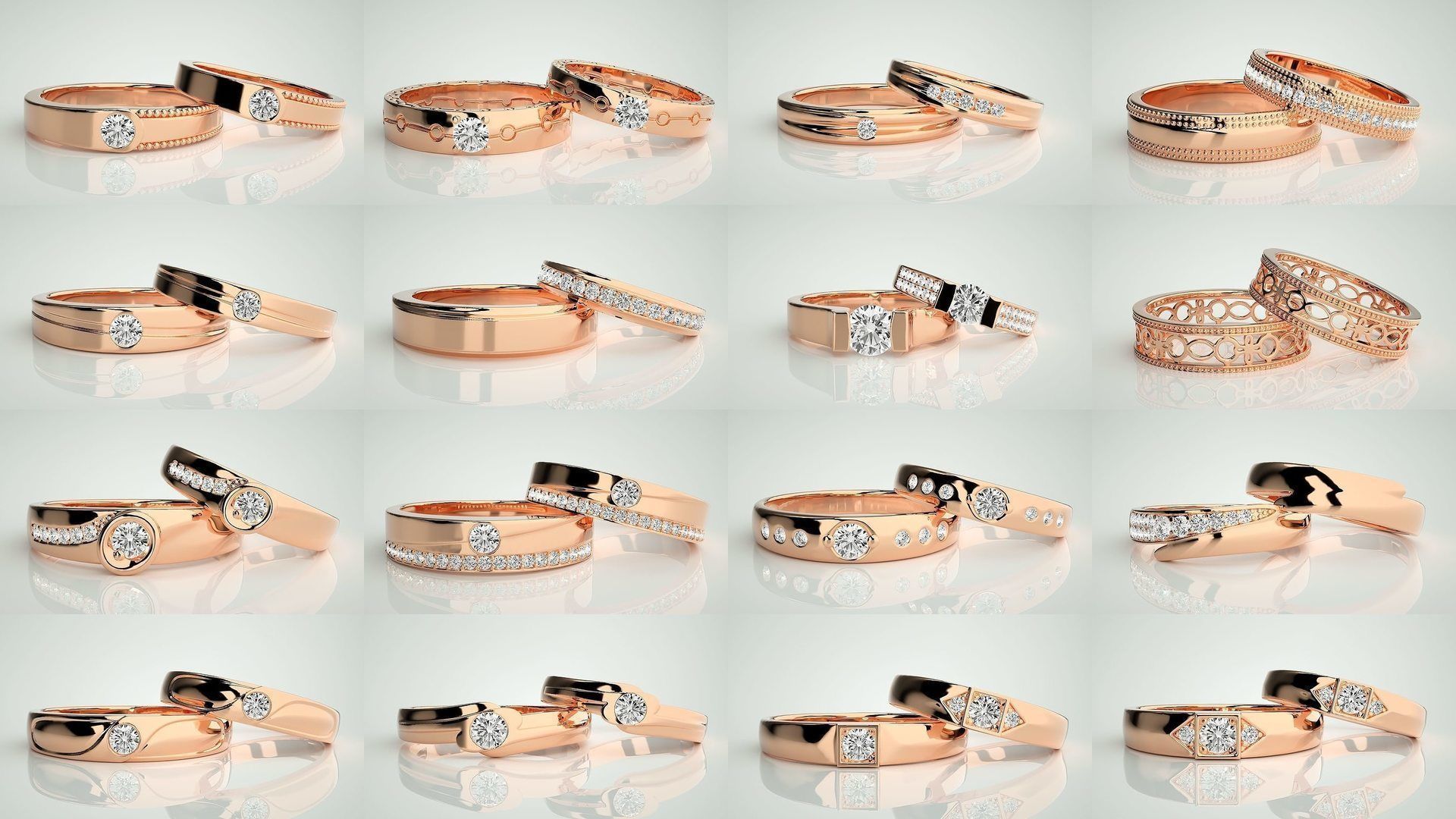 156  Couple Band Ring 3dm stl render detail Part-3 3D Model Collection_6