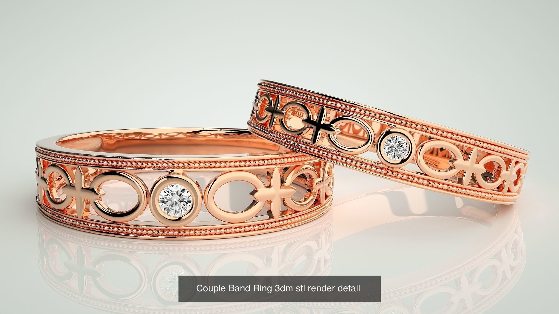 156  Couple Band Ring 3dm stl render detail Part-3 3D Model Collection_40