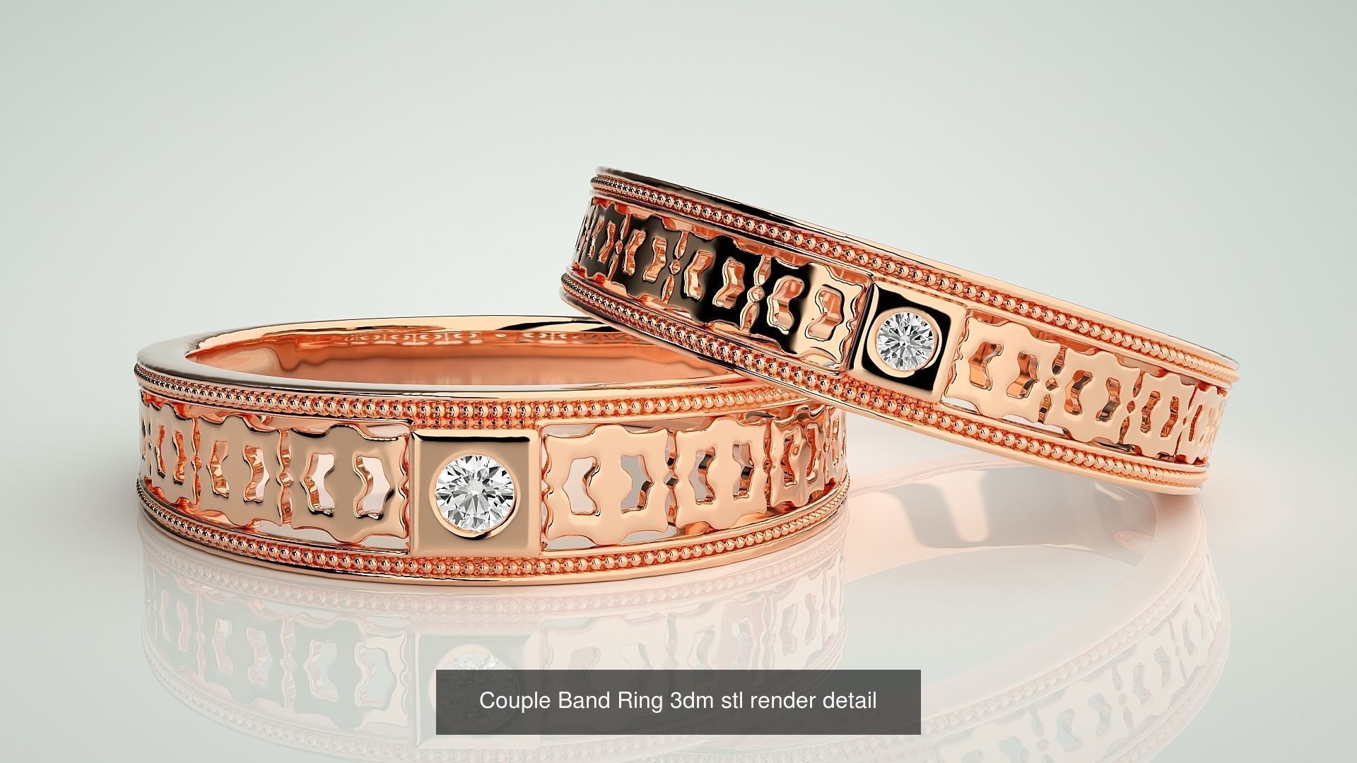 156  Couple Band Ring 3dm stl render detail Part-3 3D Model Collection_35