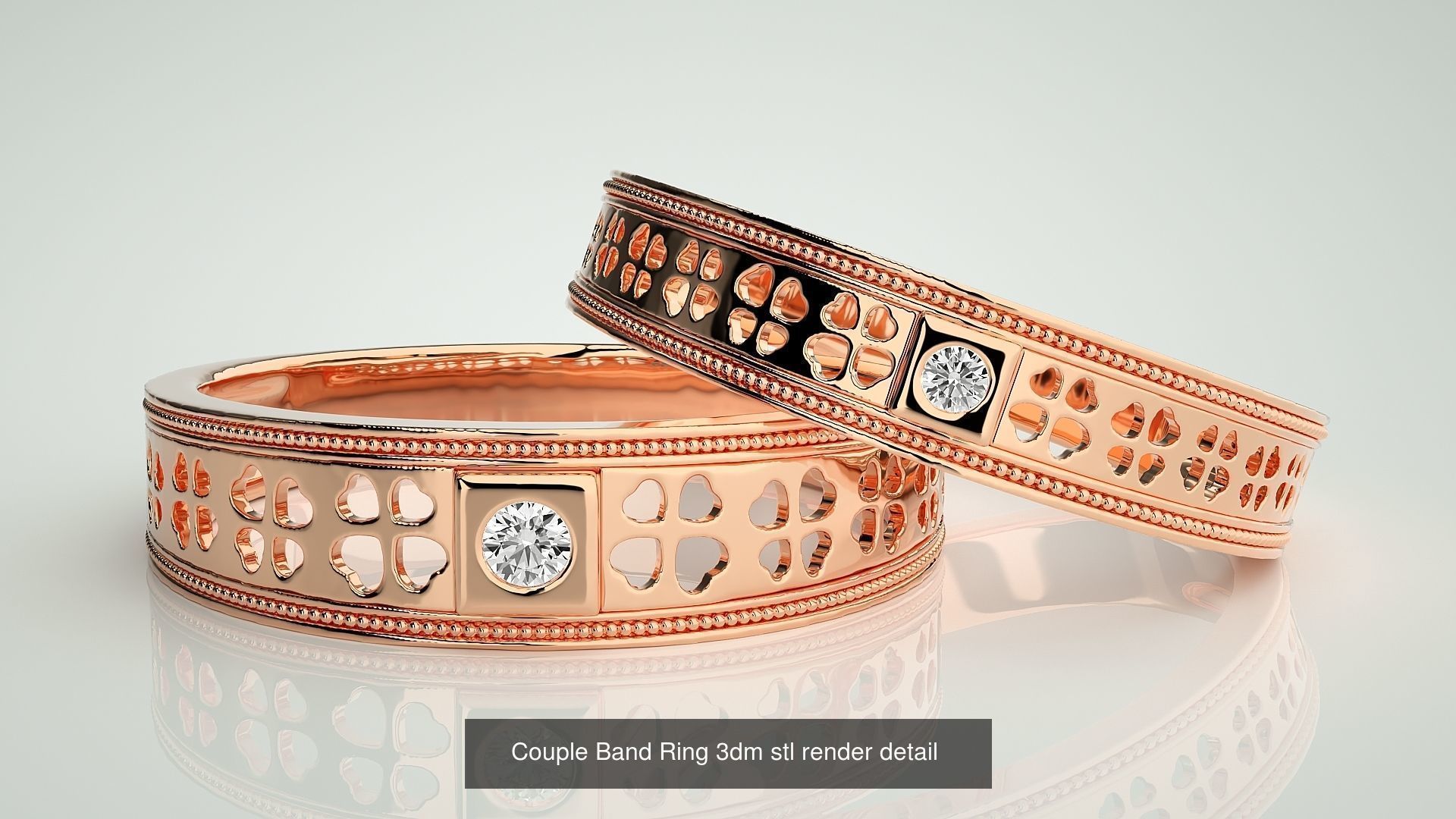 156  Couple Band Ring 3dm stl render detail Part-3 3D Model Collection_21