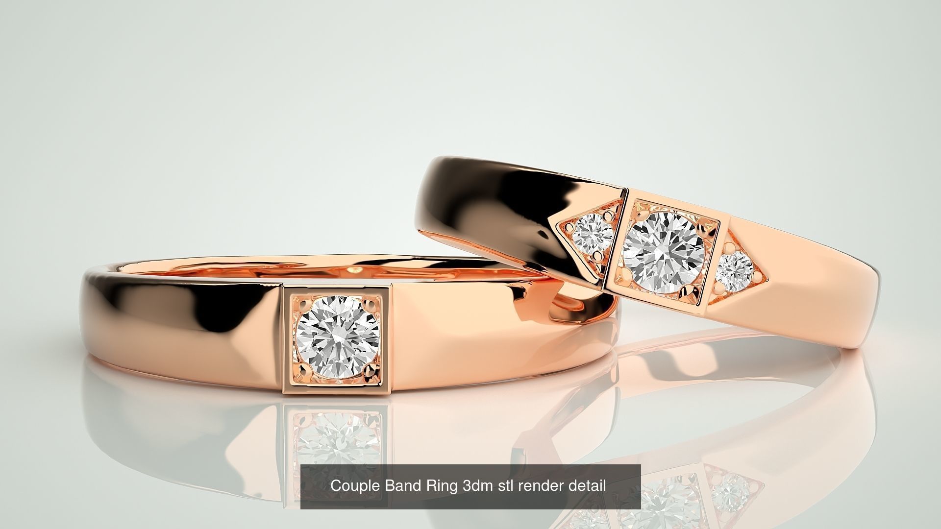 156  Couple Band Ring 3dm stl render detail Part-3 3D Model Collection_104