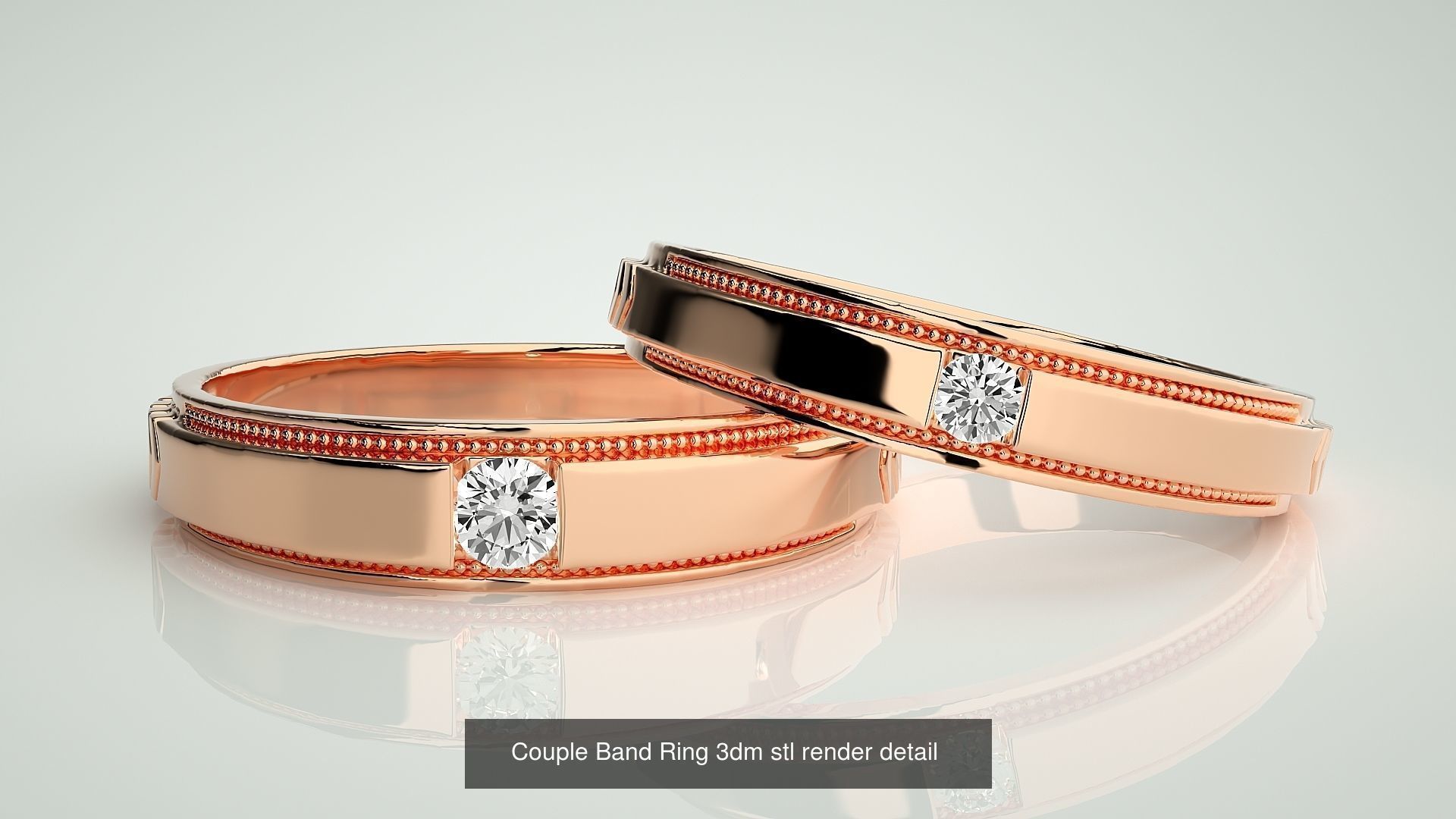 156  Couple Band Ring 3dm stl render detail Part-3 3D Model Collection_41