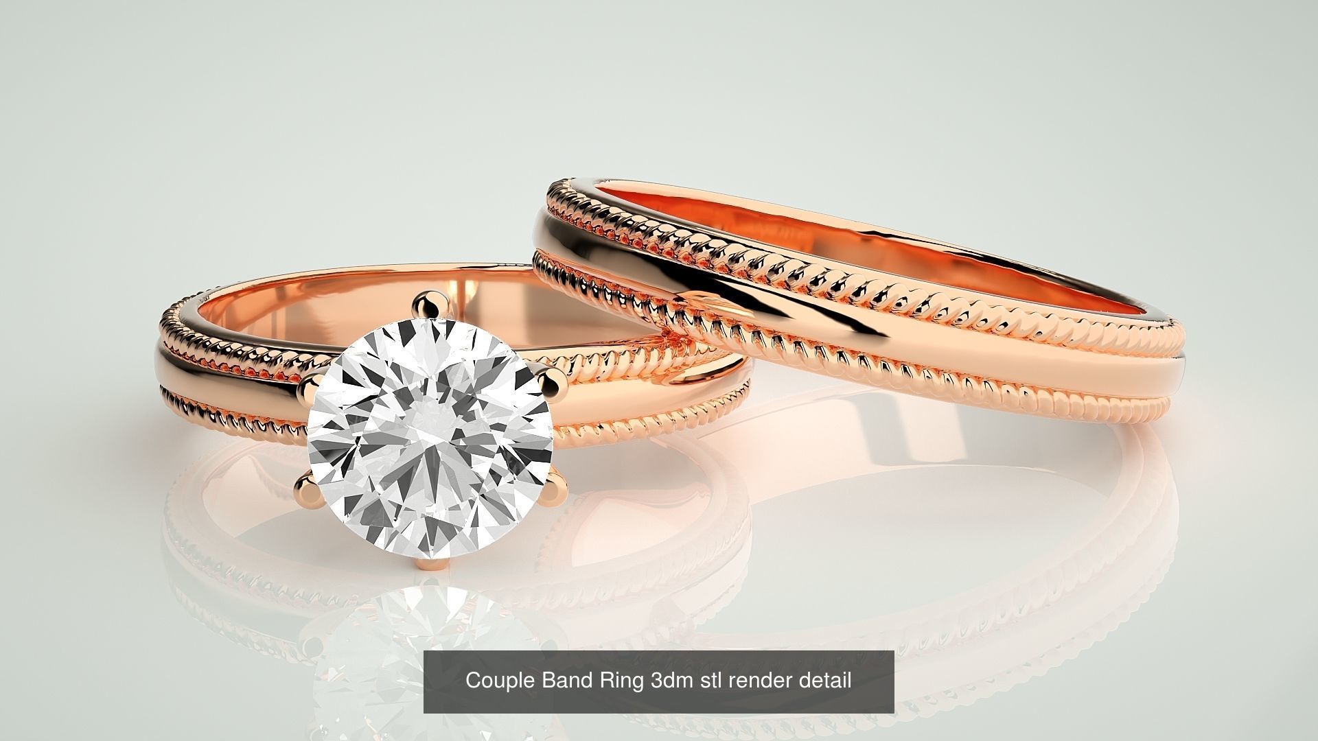 156  Couple Band Ring 3dm stl render detail Part-3 3D Model Collection_11