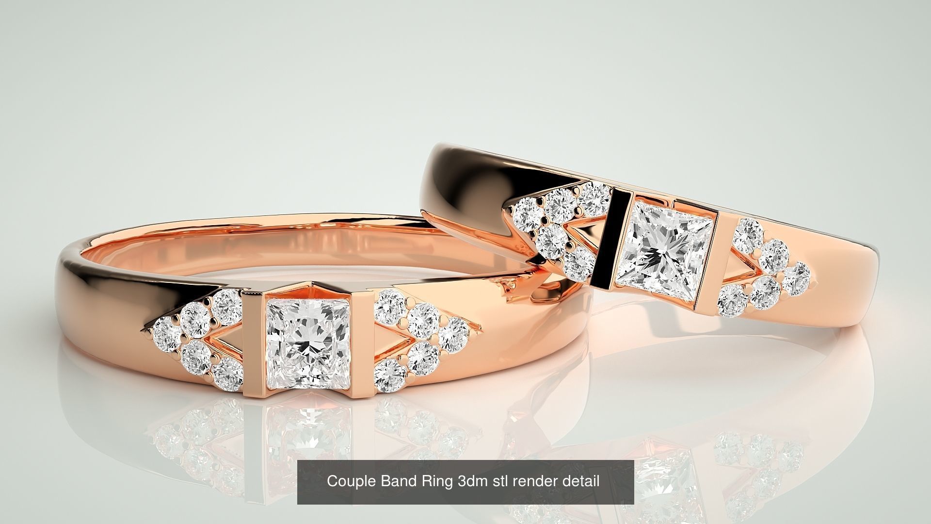 156  Couple Band Ring 3dm stl render detail Part-3 3D Model Collection_114