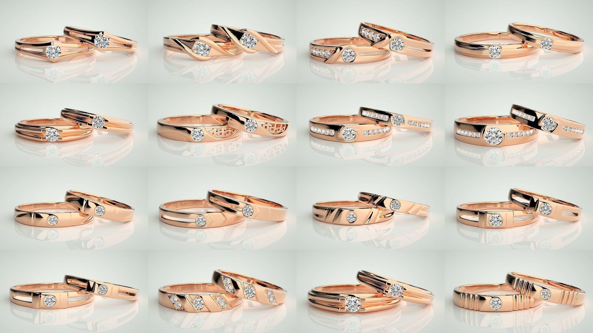 156  Couple Band Ring 3dm stl render detail Part-3 3D Model Collection_7