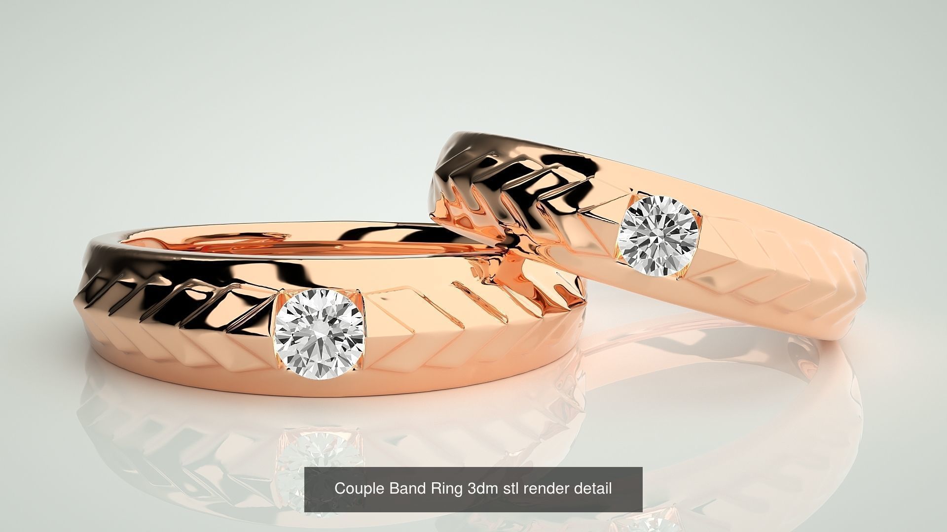 156  Couple Band Ring 3dm stl render detail Part-3 3D Model Collection_50