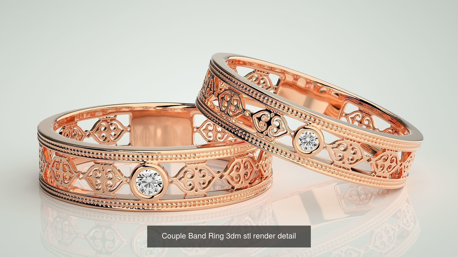 156  Couple Band Ring 3dm stl render detail Part-3 3D Model Collection_34