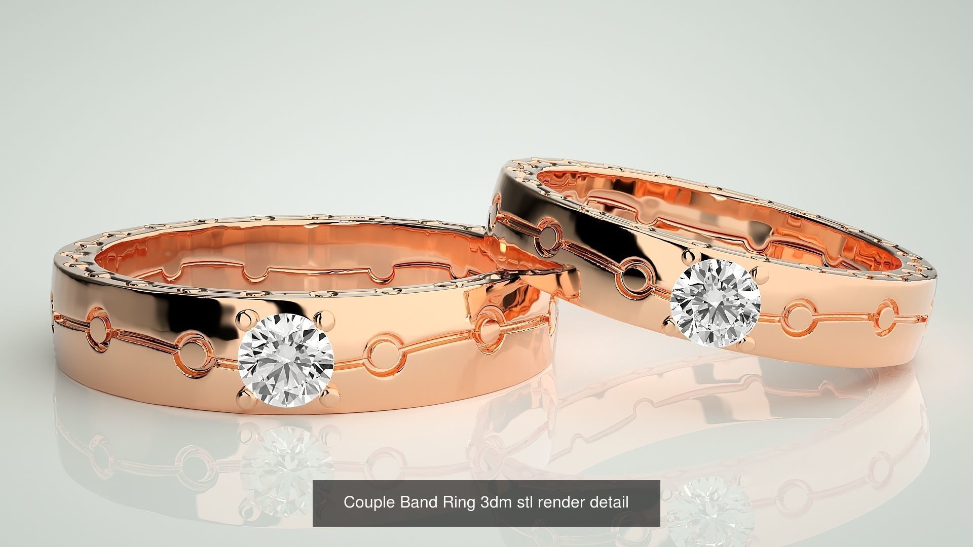 156  Couple Band Ring 3dm stl render detail Part-3 3D Model Collection_91