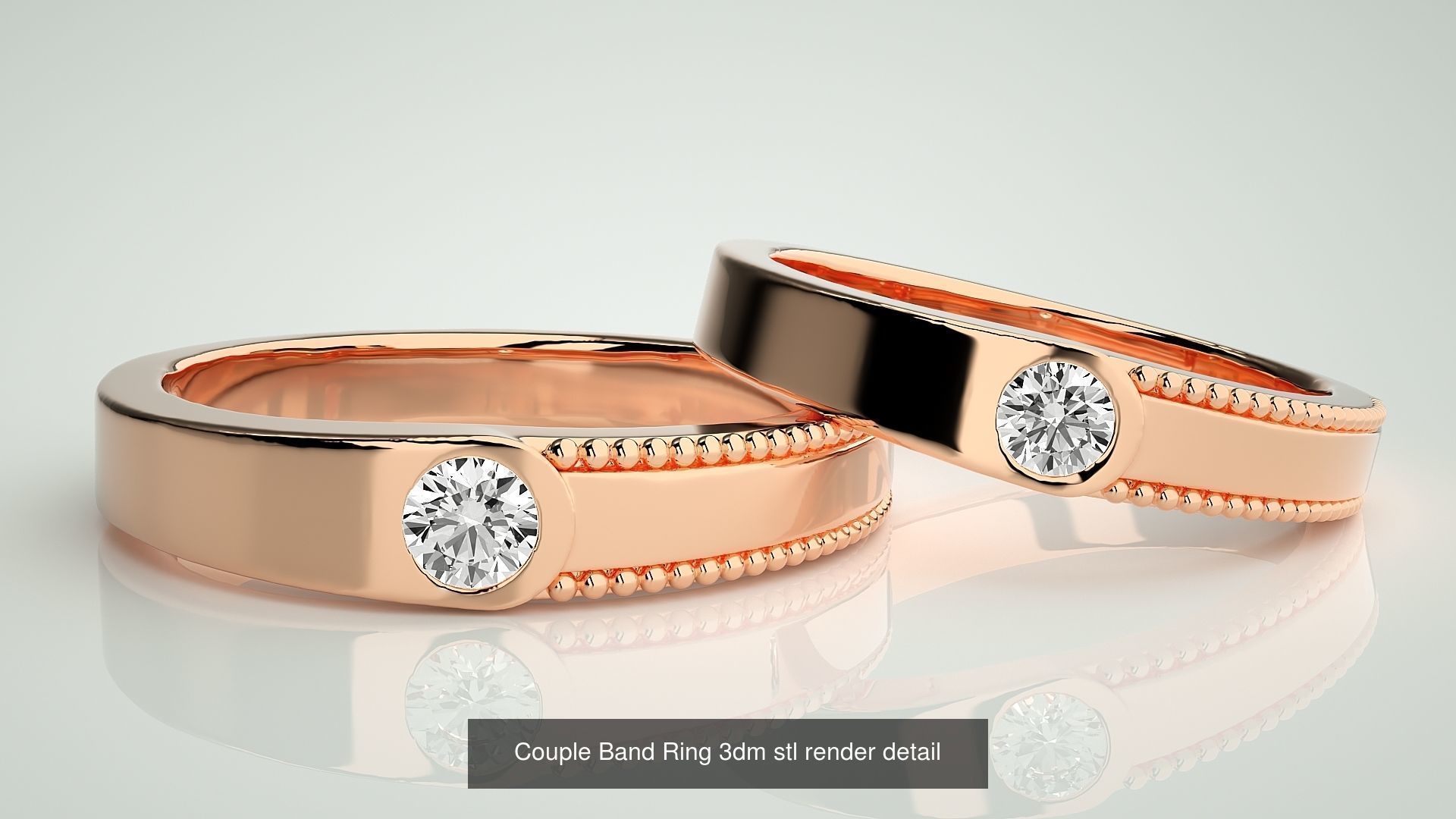 156  Couple Band Ring 3dm stl render detail Part-3 3D Model Collection_90