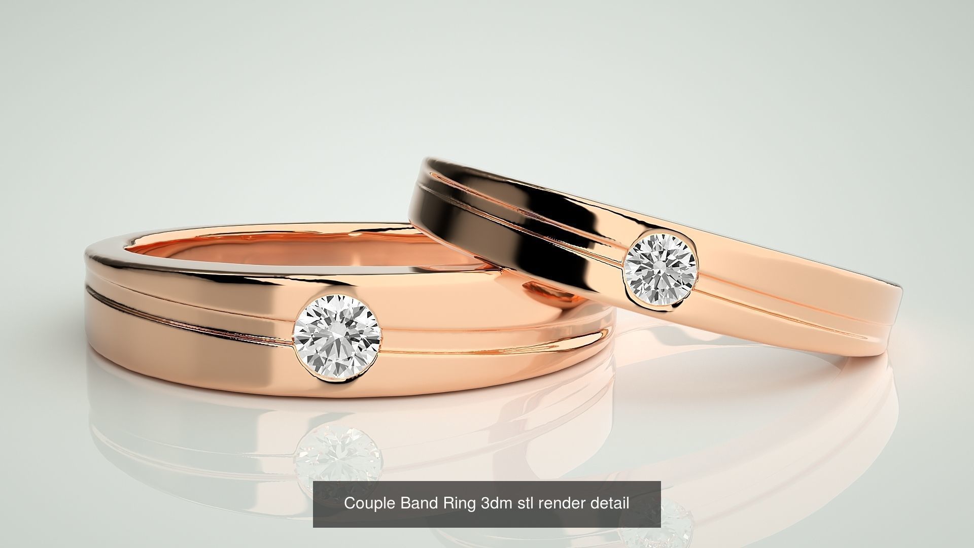 156  Couple Band Ring 3dm stl render detail Part-3 3D Model Collection_94