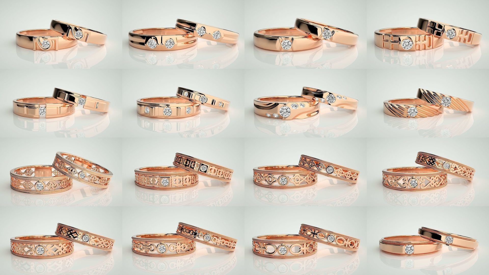 156  Couple Band Ring 3dm stl render detail Part-3 3D Model Collection_2