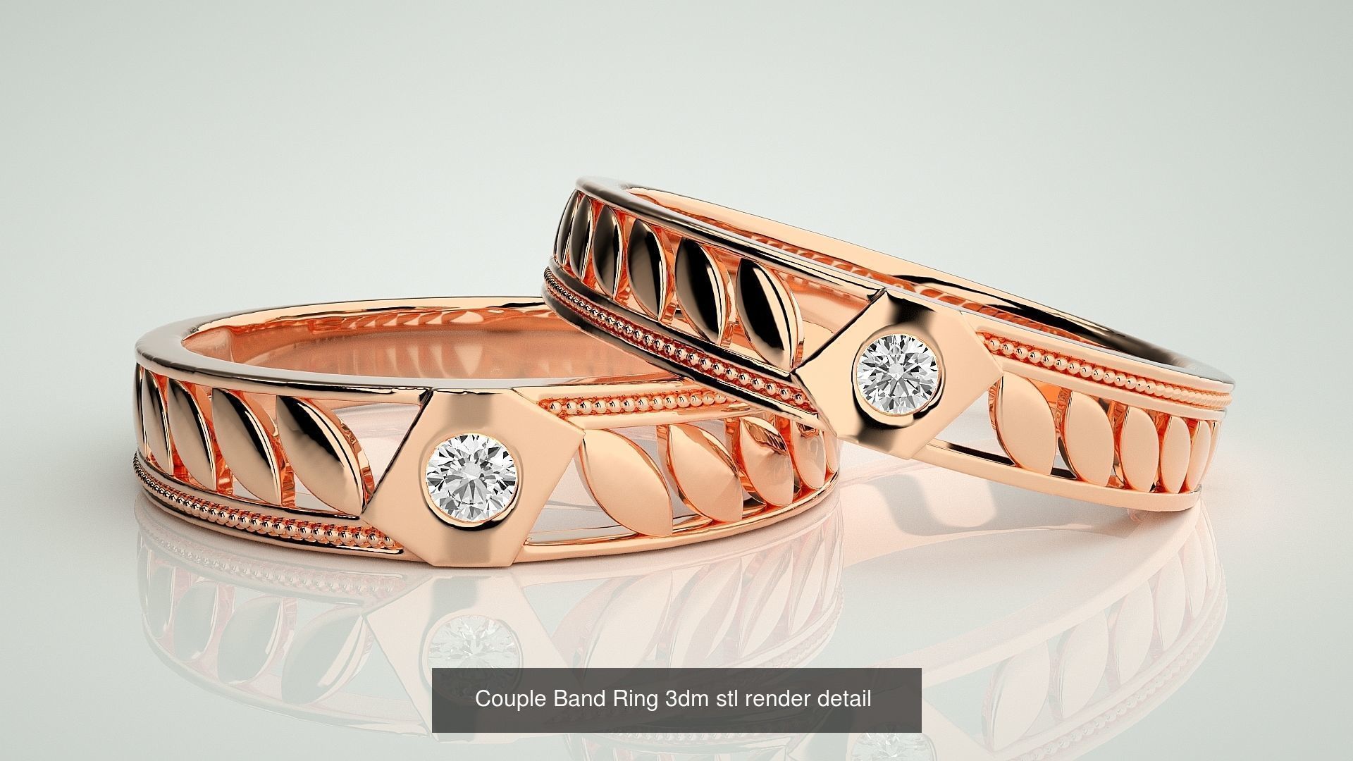 156  Couple Band Ring 3dm stl render detail Part-3 3D Model Collection_45