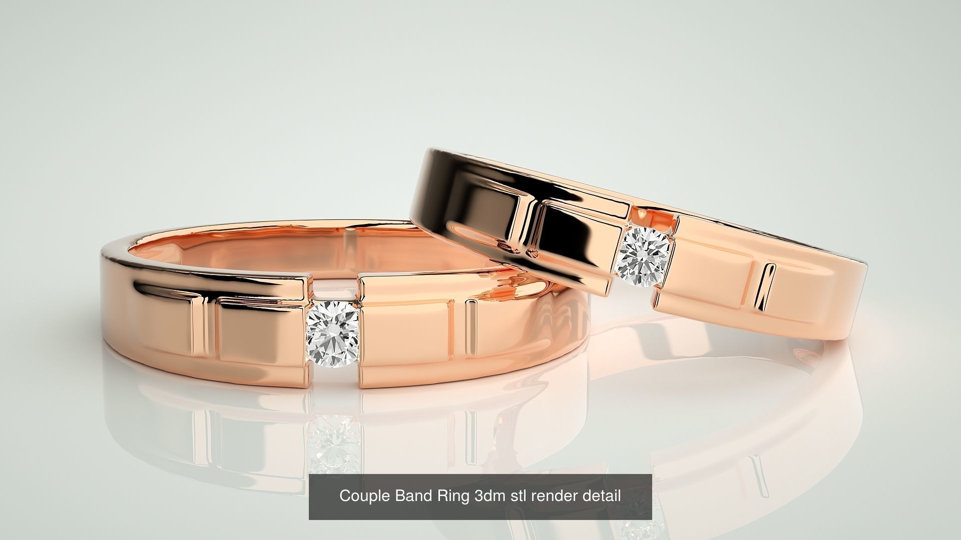 156  Couple Band Ring 3dm stl render detail Part-3 3D Model Collection_30