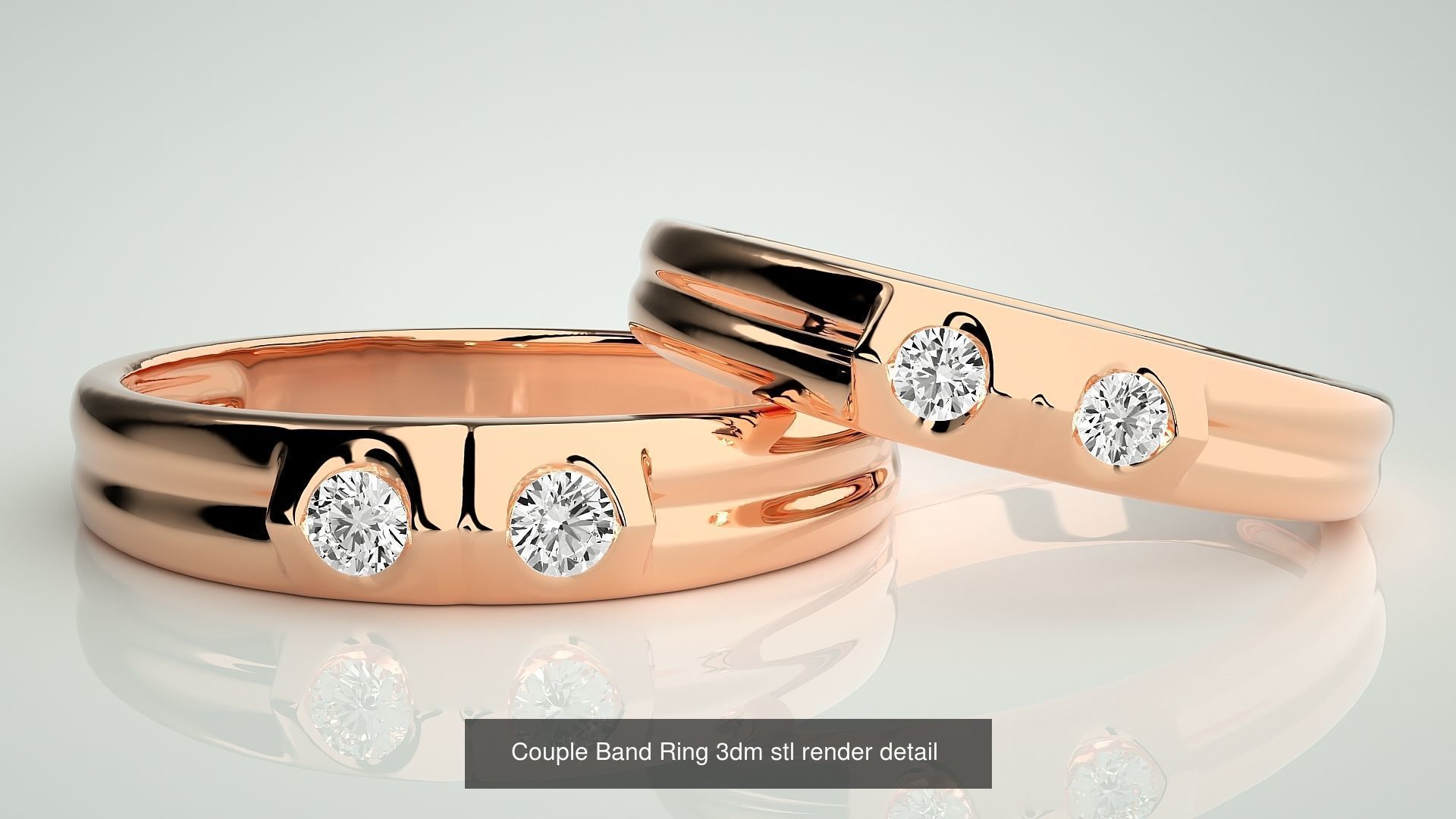 156  Couple Band Ring 3dm stl render detail Part-3 3D Model Collection_27