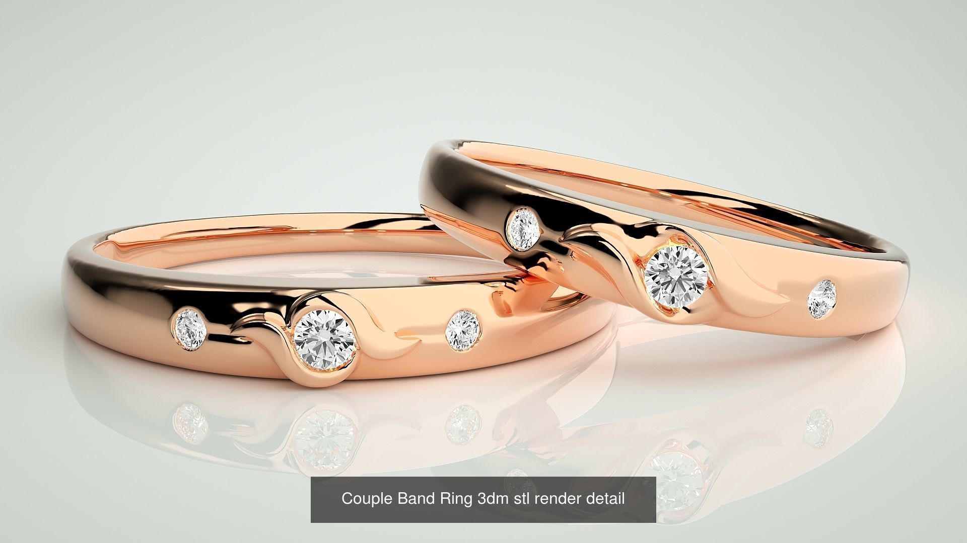 156  Couple Band Ring 3dm stl render detail Part-3 3D Model Collection_53