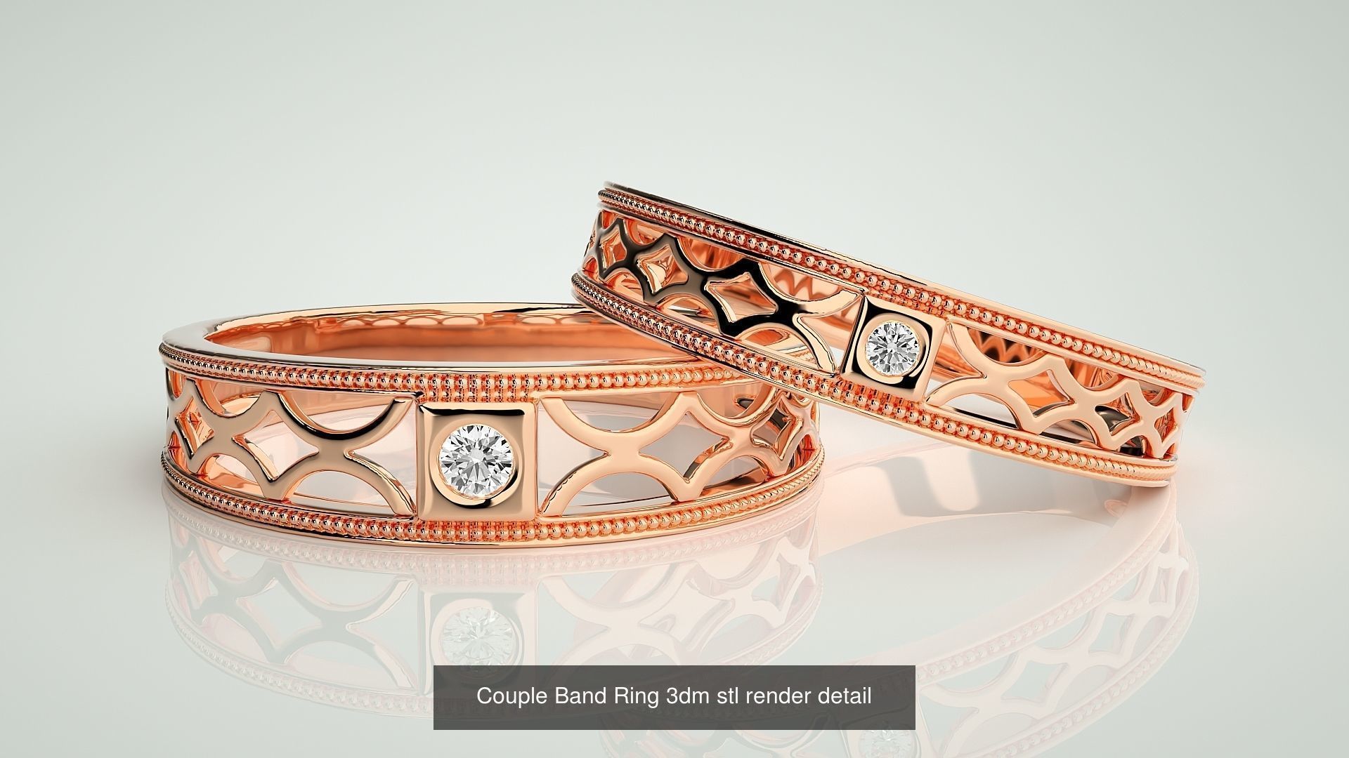 156  Couple Band Ring 3dm stl render detail Part-3 3D Model Collection_22