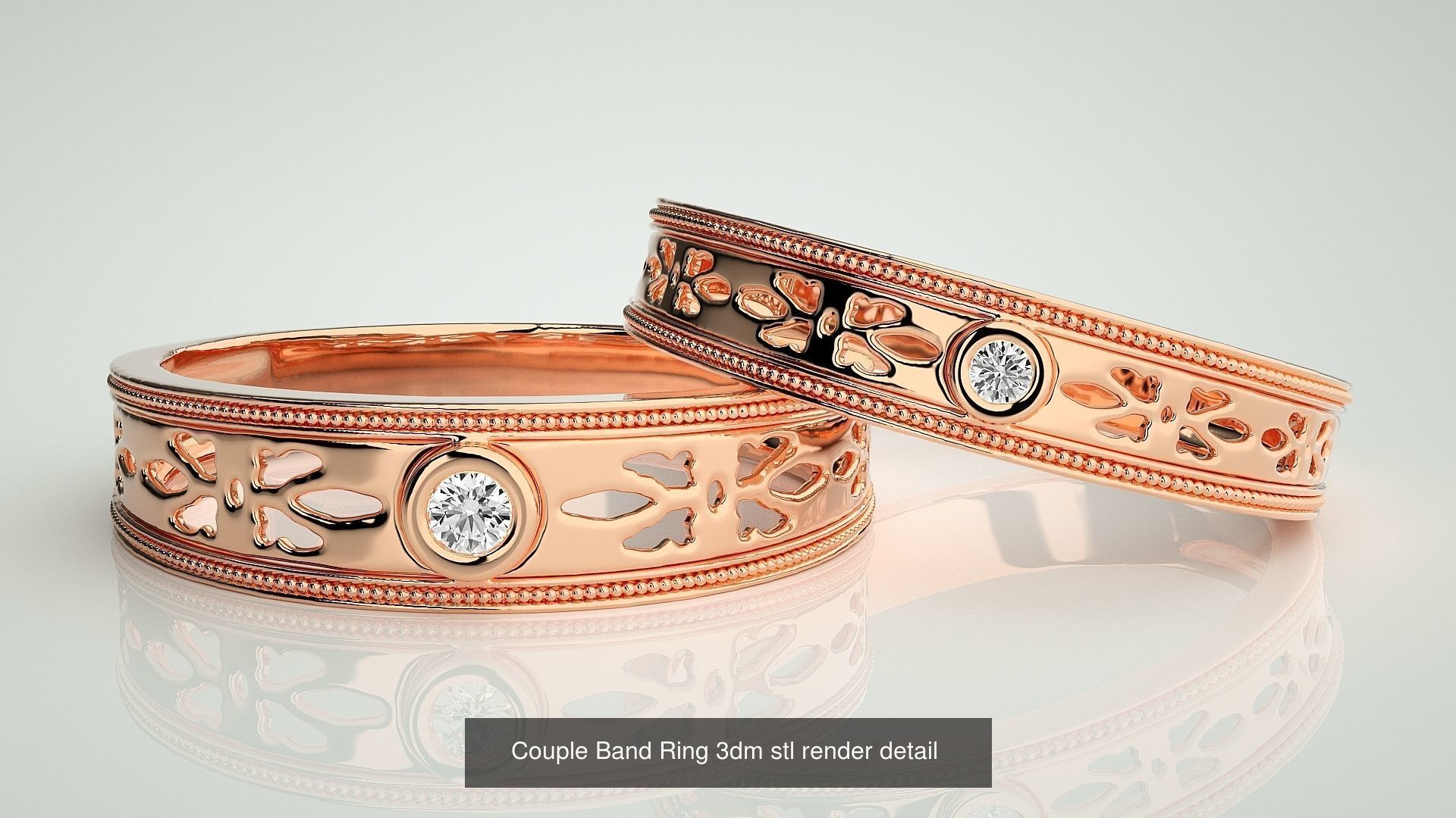 156  Couple Band Ring 3dm stl render detail Part-3 3D Model Collection_19