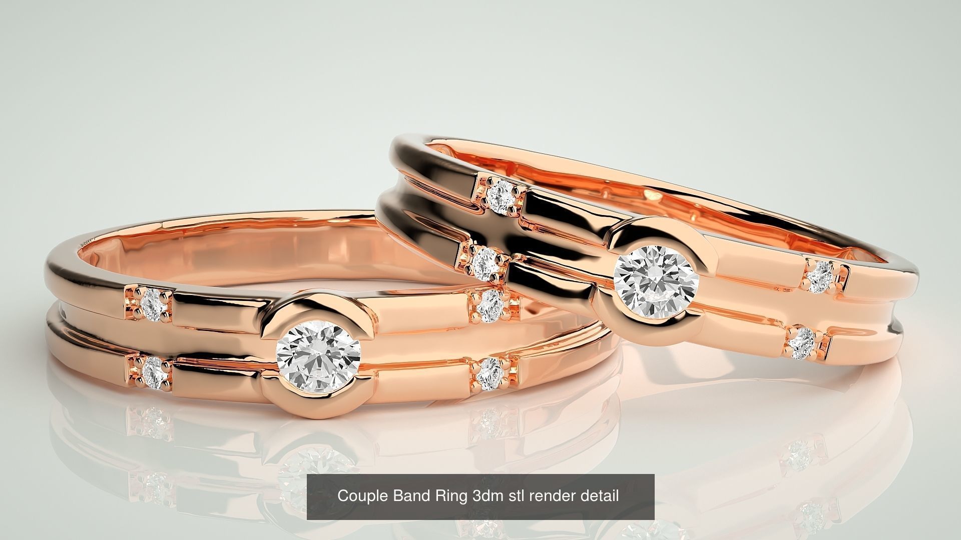 156  Couple Band Ring 3dm stl render detail Part-3 3D Model Collection_145