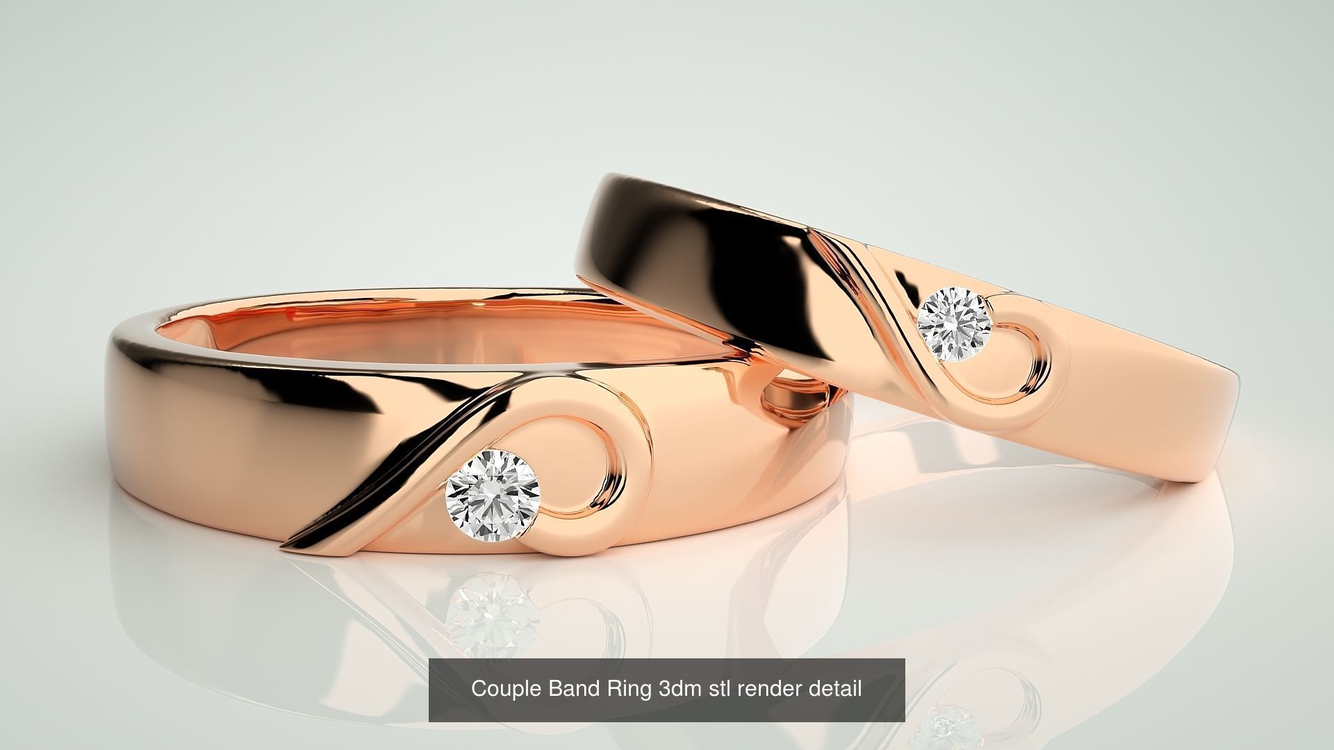 156  Couple Band Ring 3dm stl render detail Part-3 3D Model Collection_13