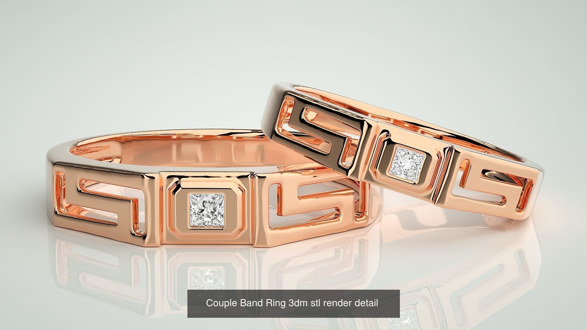 156  Couple Band Ring 3dm stl render detail Part-3 3D Model Collection_25