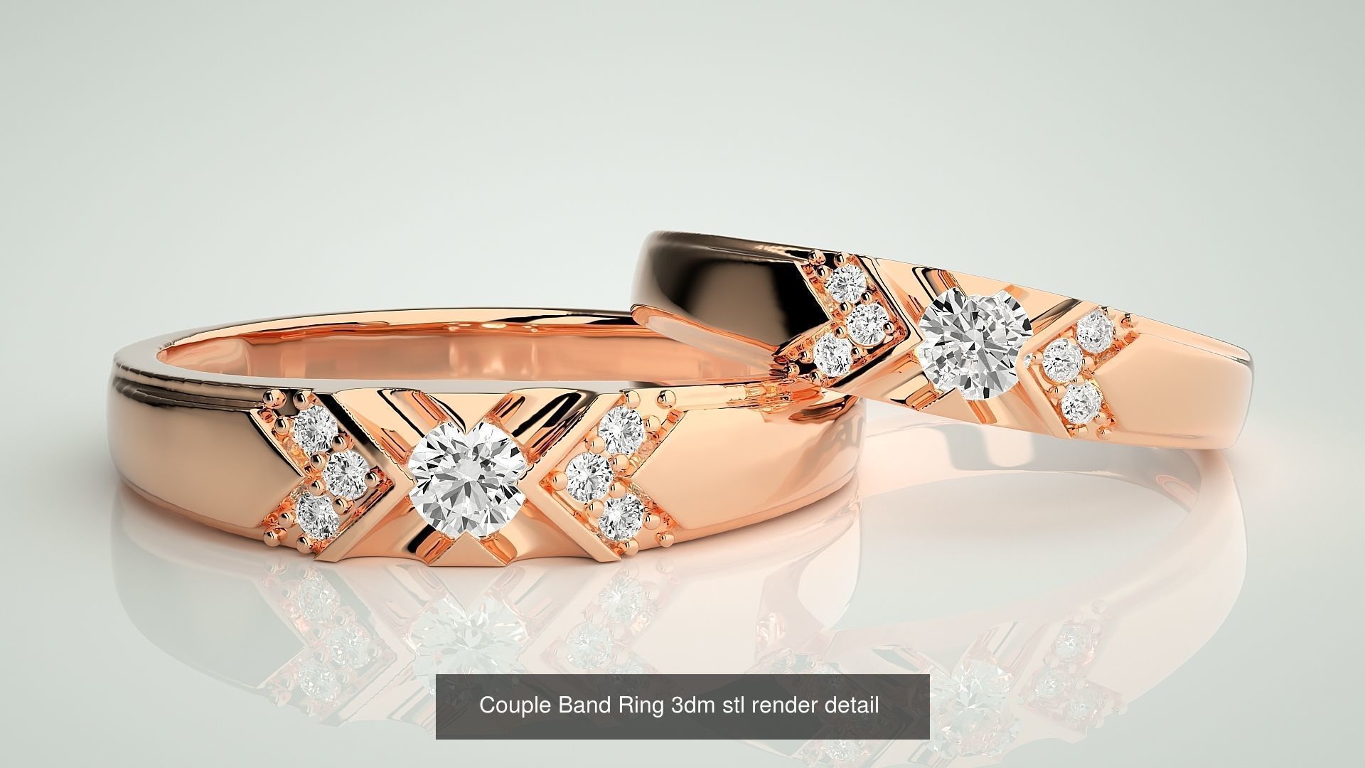 156  Couple Band Ring 3dm stl render detail Part-3 3D Model Collection_148