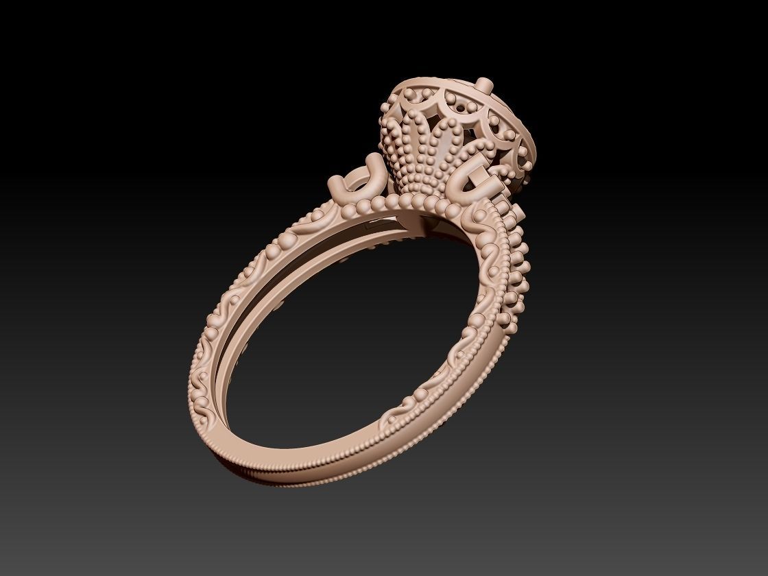Solitaire Ring 3D print model_6