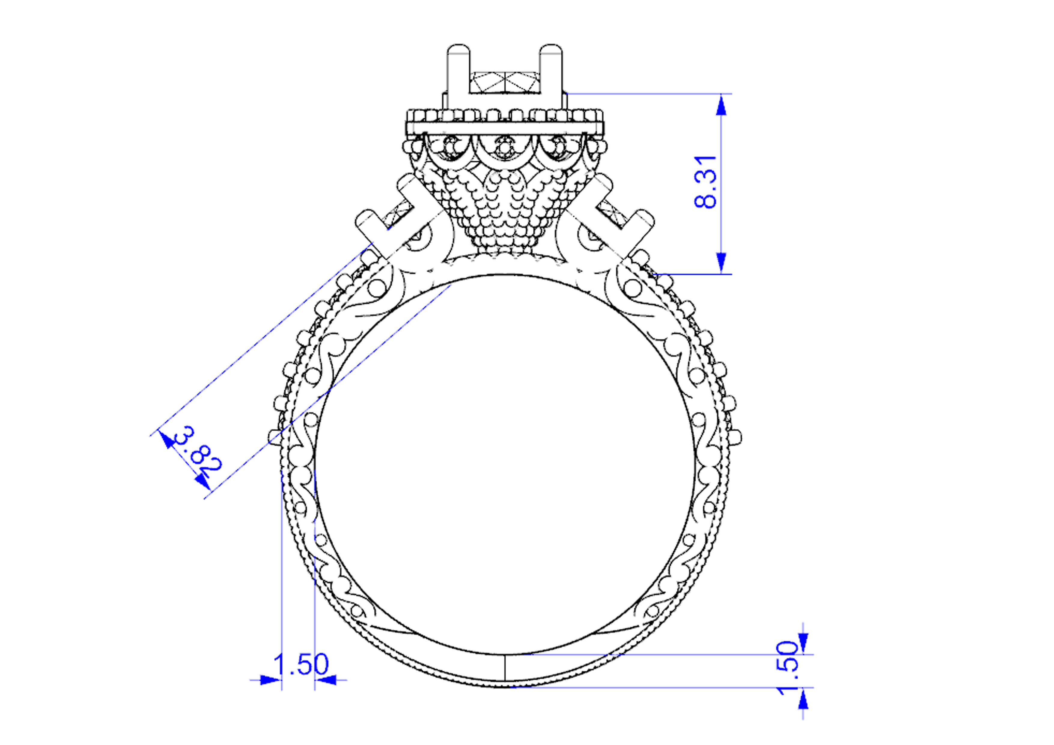 Solitaire Ring 3D print model_13