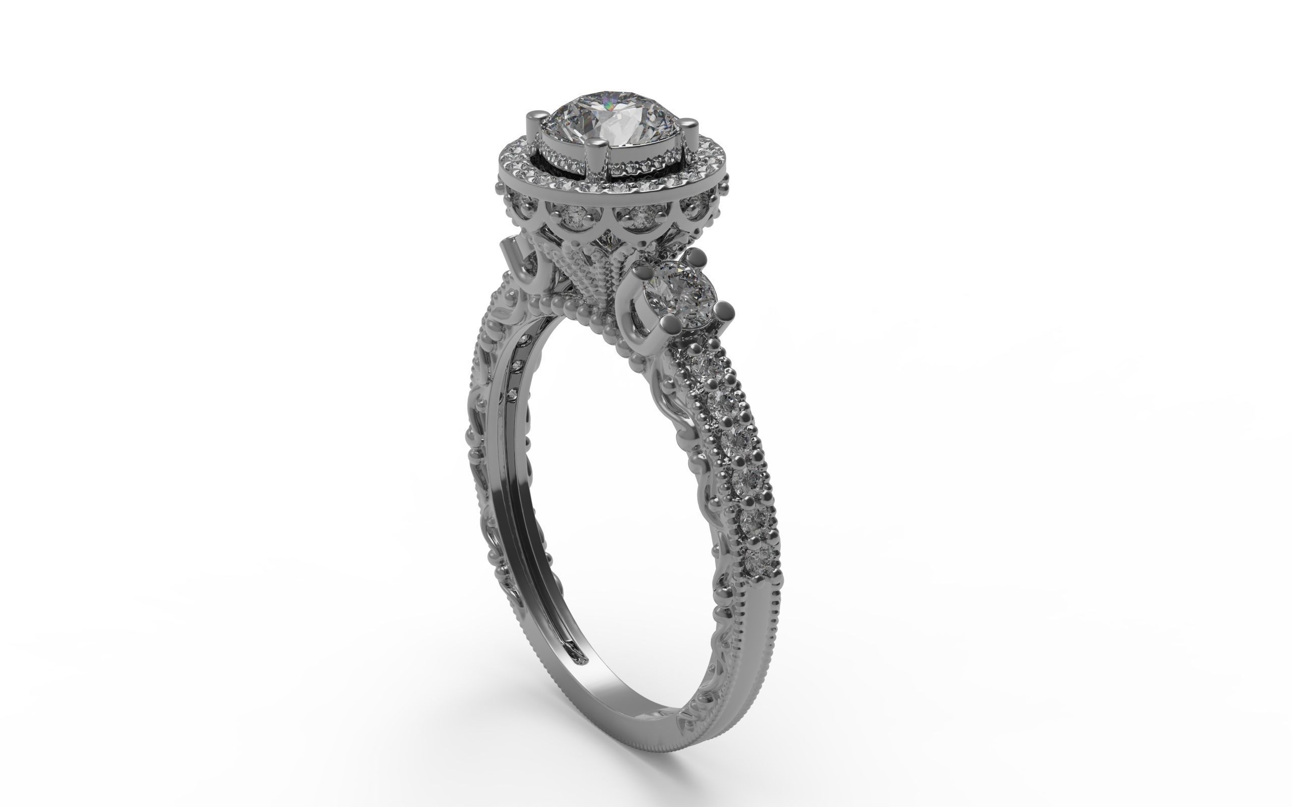 Solitaire Ring 3D print model_5