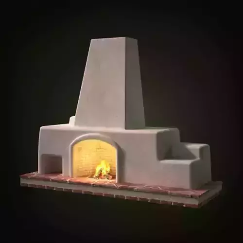 Cement Fireplace Set On A Brick Base