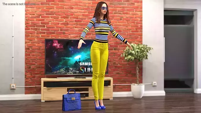 Teenage Girl Fashionable Style T Pose 3D model