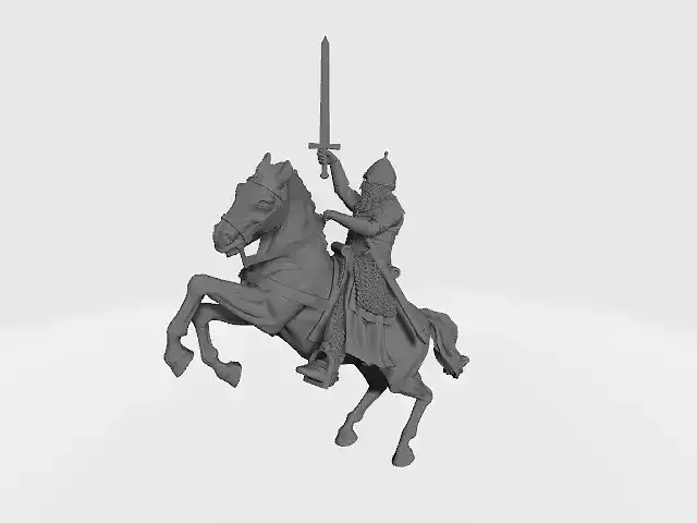 Medieval mounted Russian Noble man with sword up 3D print model