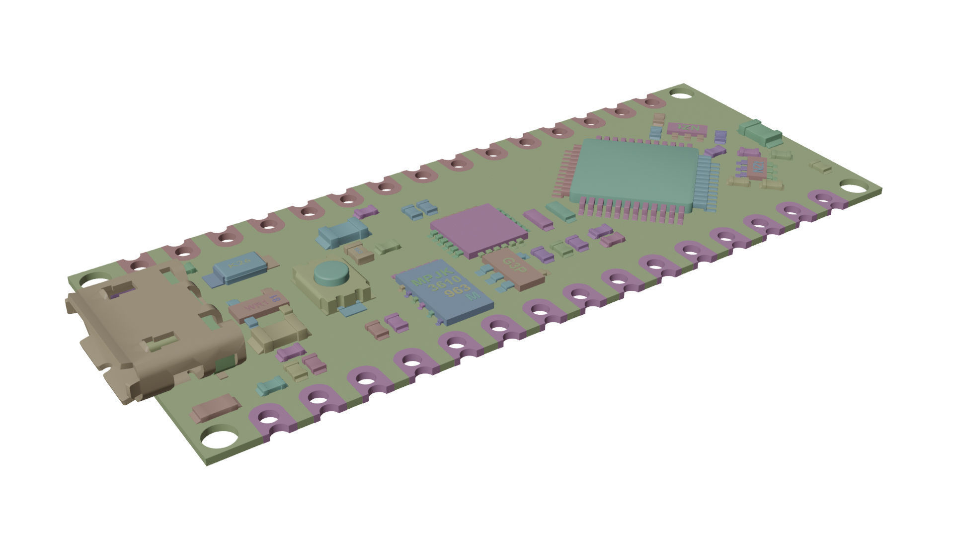 Arduino nano Low-poly 3D model_7