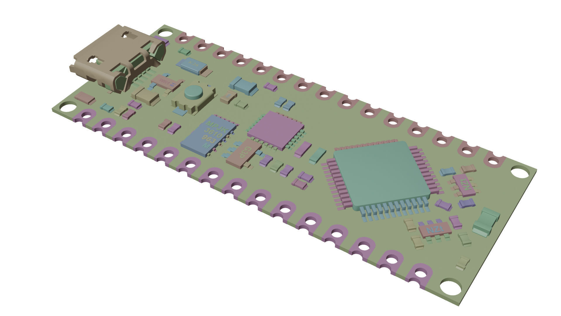 Arduino nano Low-poly 3D model_14