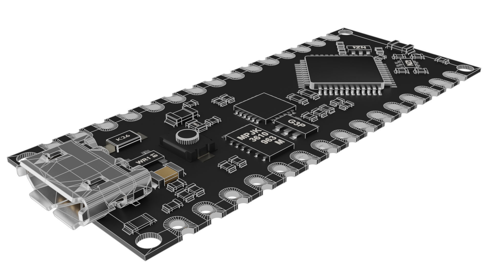 Arduino nano Low-poly 3D model_10