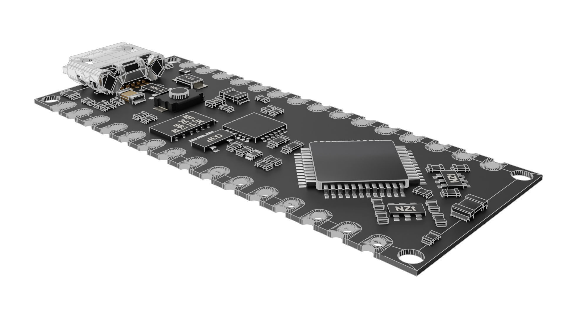Arduino nano Low-poly 3D model_11