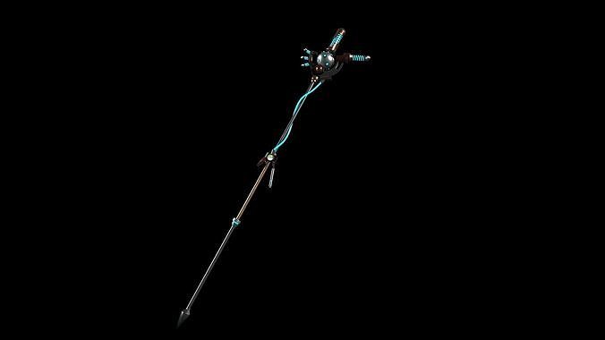 Techno-Magic Crosier Low-poly 3D model