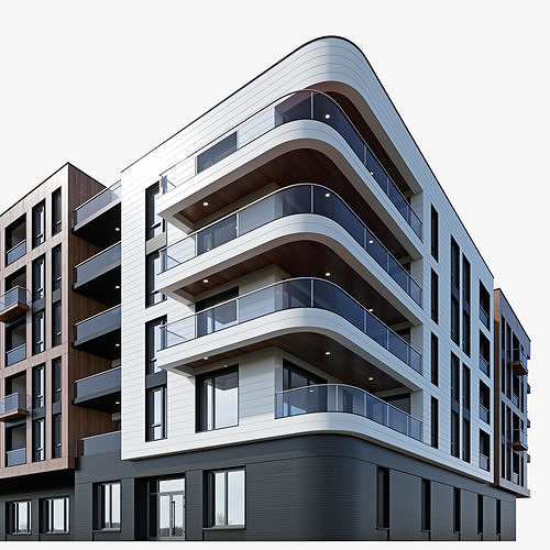 Modern residential building 16 3D model 5