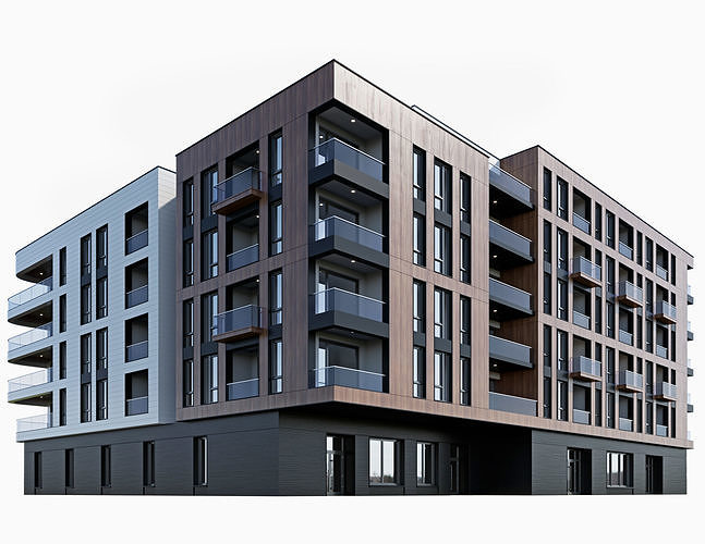 Modern residential building 16 3D model 2