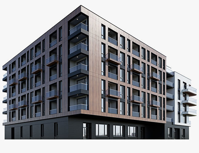 Modern residential building 16 3D model 3